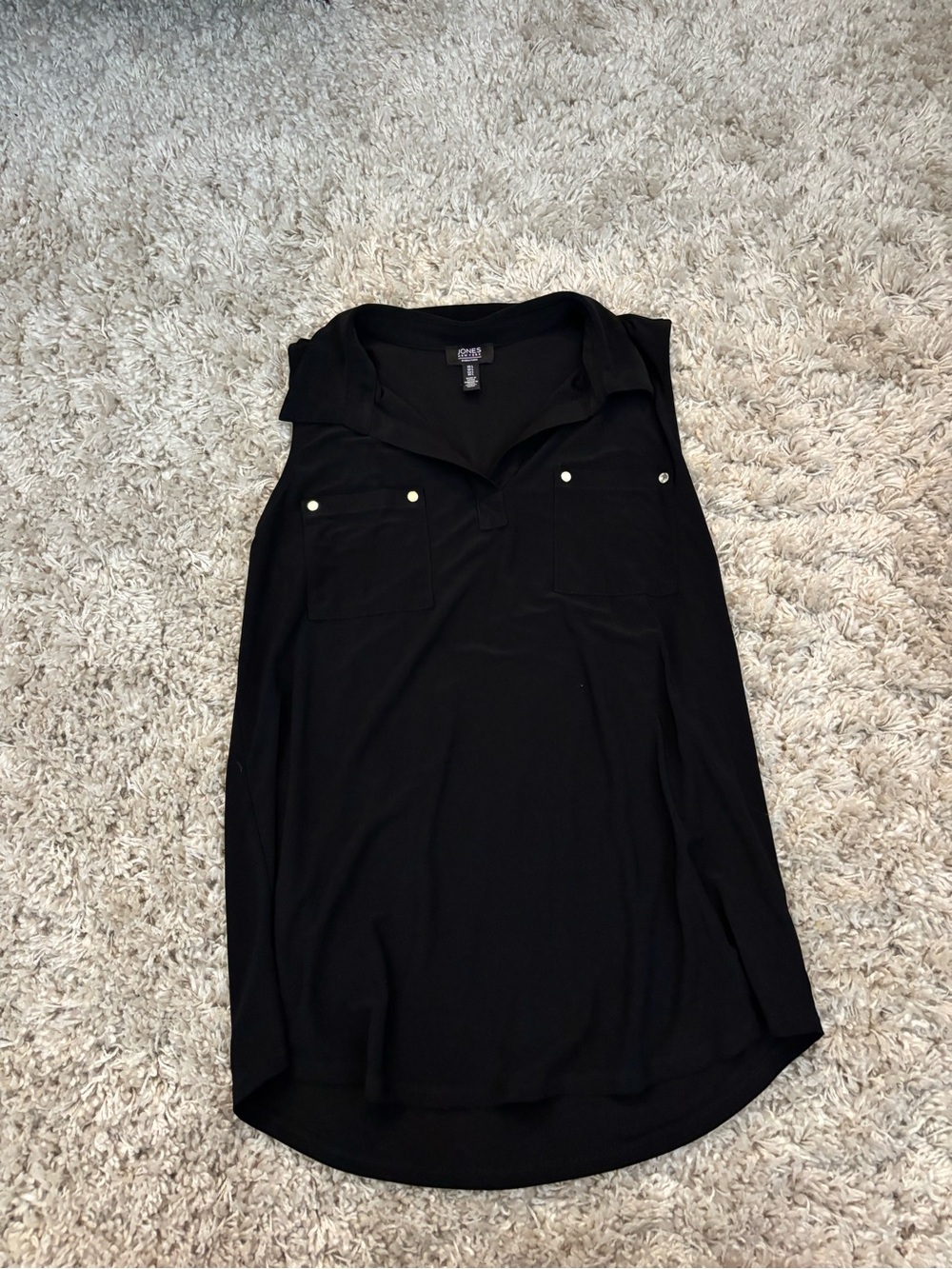 Jones New York Black Sleeveless Collared Pocket Camisole